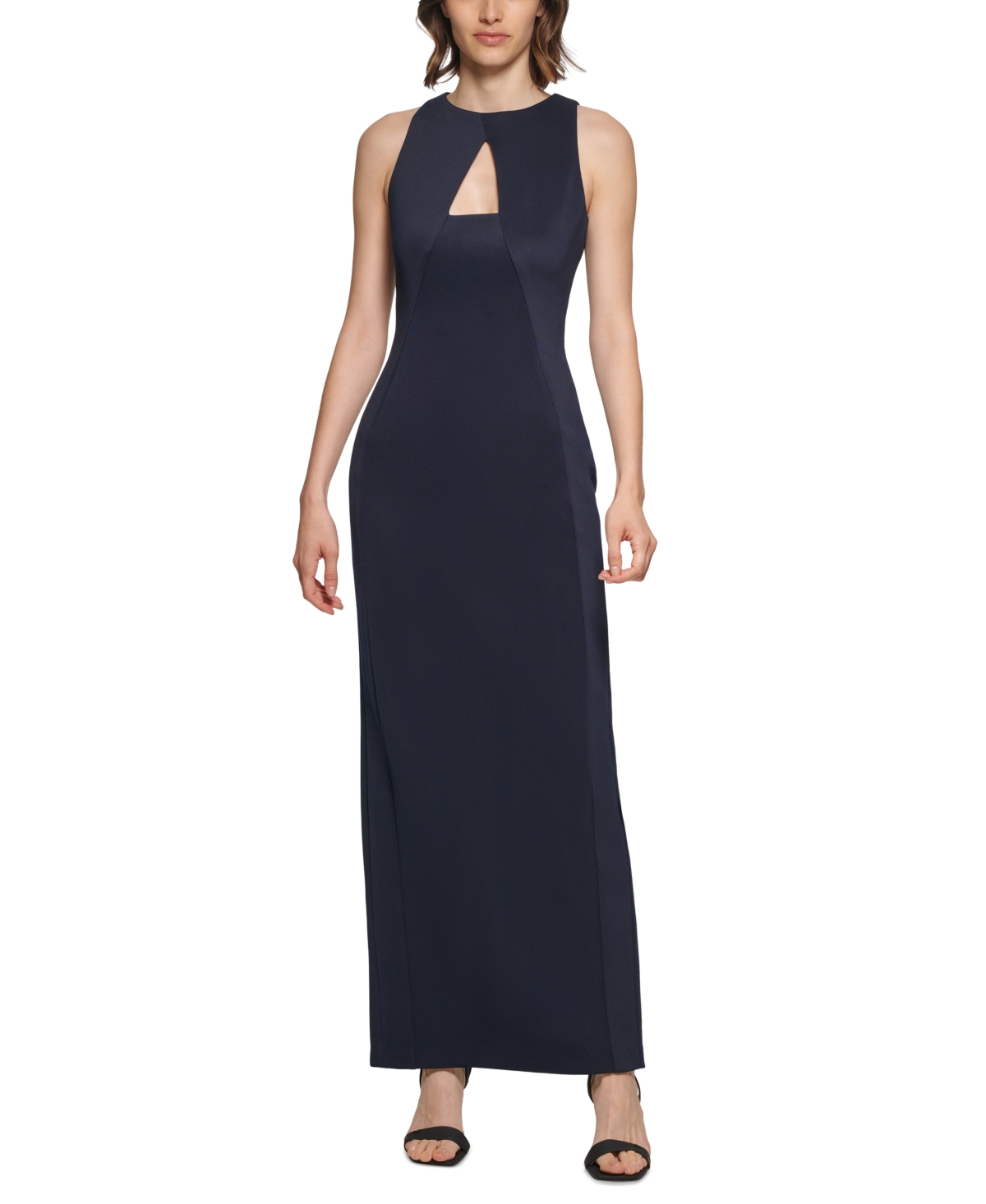 Calvin Klein Women's Solid Seamed Keyhole Gown