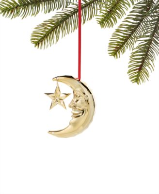 Holiday Lane - Midnight Blue Gold-Tone Crescent Moon Hanging Ornament