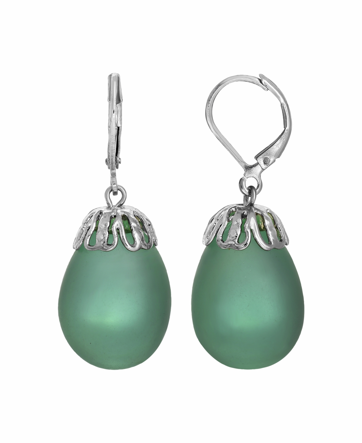 2028 Women's Frosted Glass Egg Drop Earrings In Green