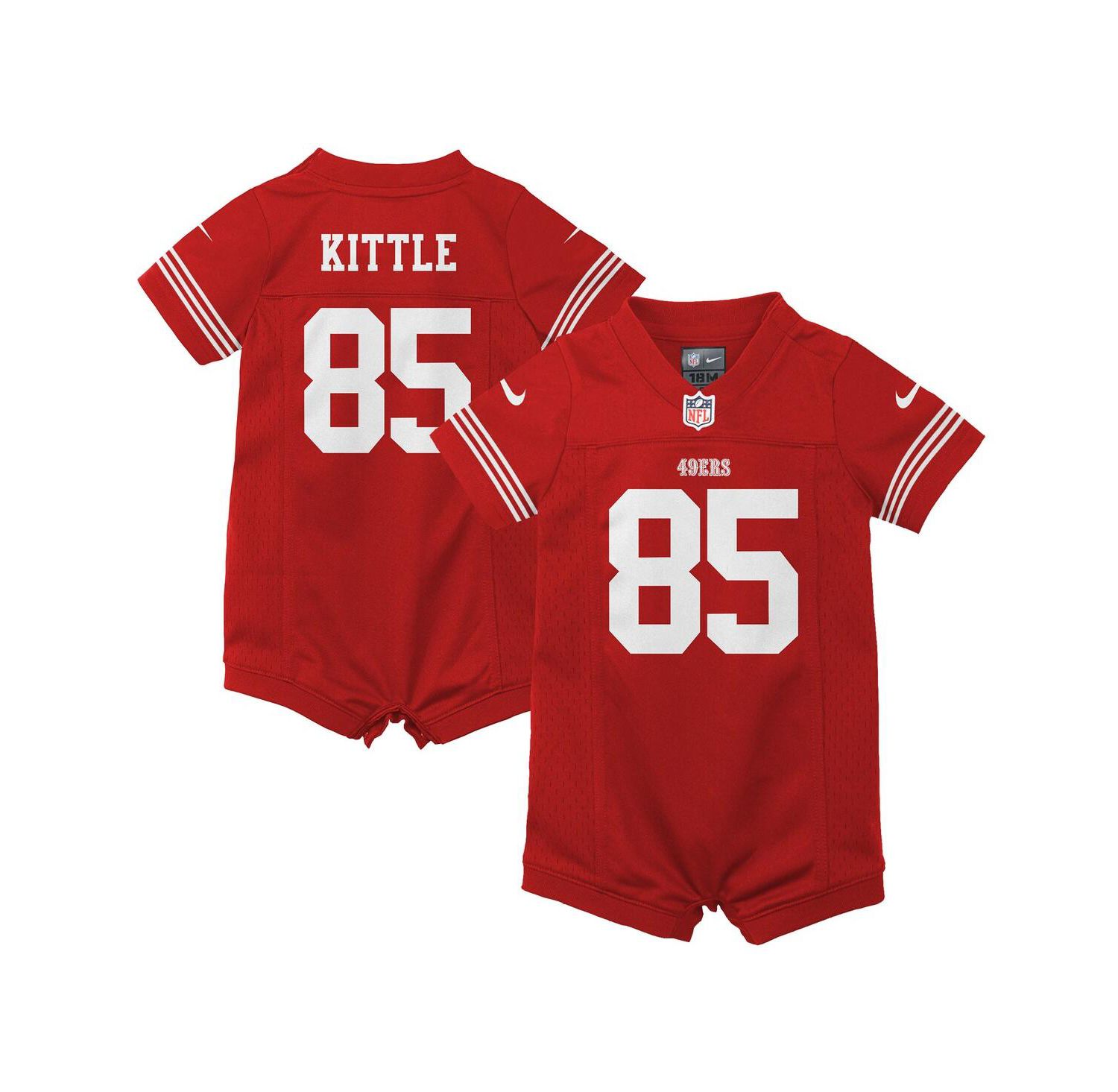 Infant Girls and Boys George Kittle Scarlet San Francisco 49ers Romper Game Jersey