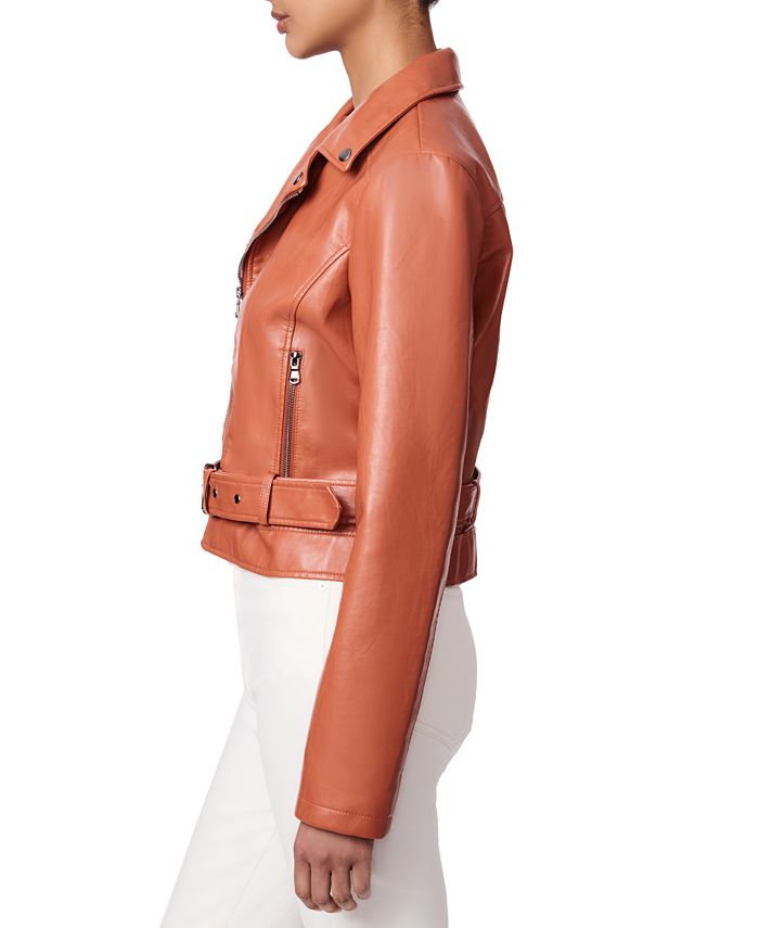 Collection B Juniors' FauxLeather Belted Moto Jacket, Created for Macy