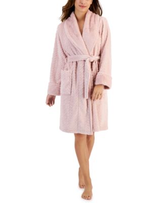 Charter Club - Women's Short Plush Cable Wrap Robe
