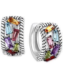 EFFY® Multi-Gemstone Small Huggie Hoop Earrings (1-1/2 ct. t.w.) in Sterling Silver, 0.61"