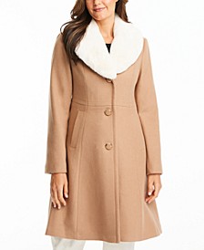 Women's Faux-Fur-Collar Walker Coat