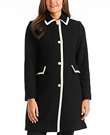 Women's Contrast-Trim Walker Coat