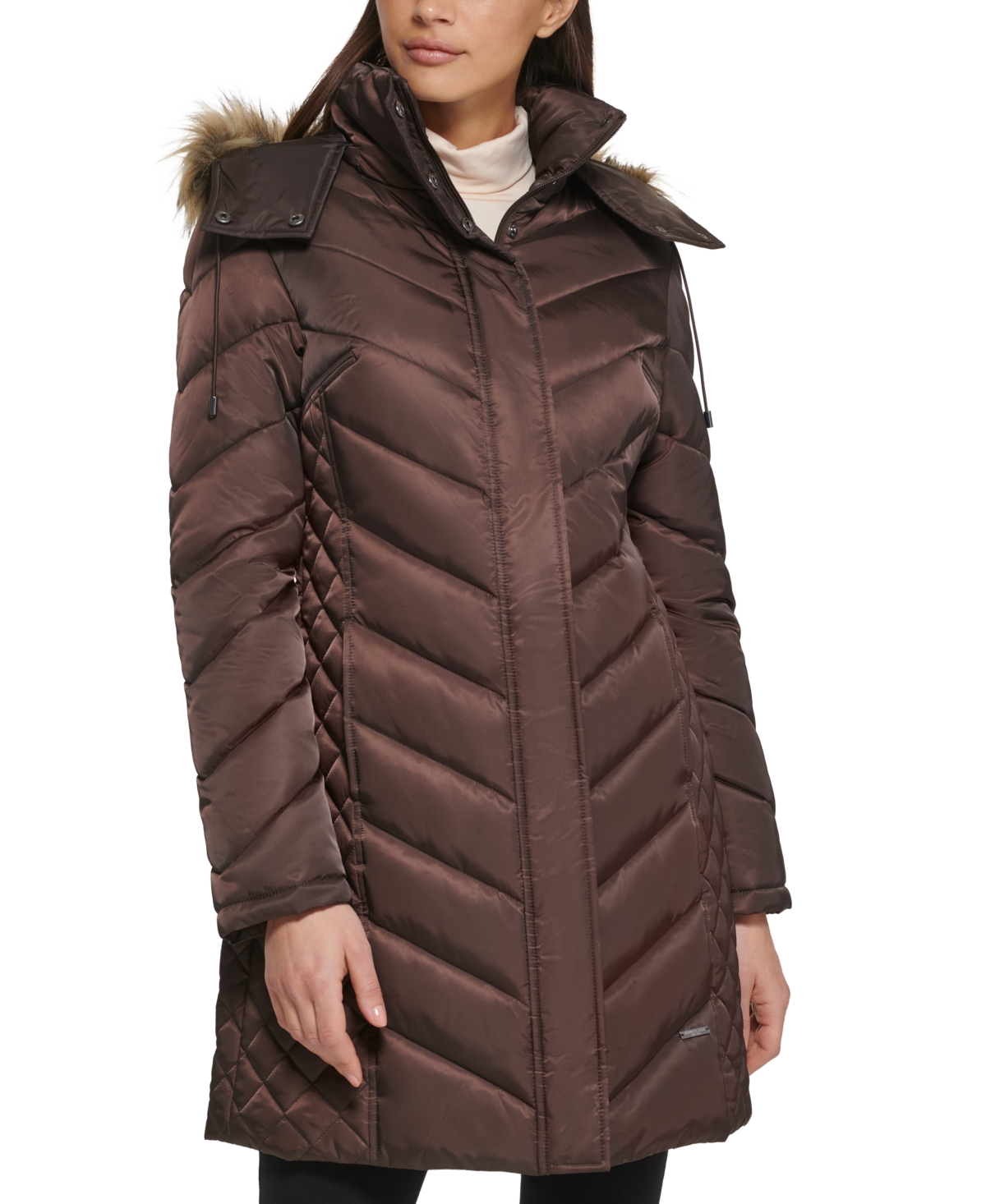Kenneth cole down faux best sale fur collar & hood coat