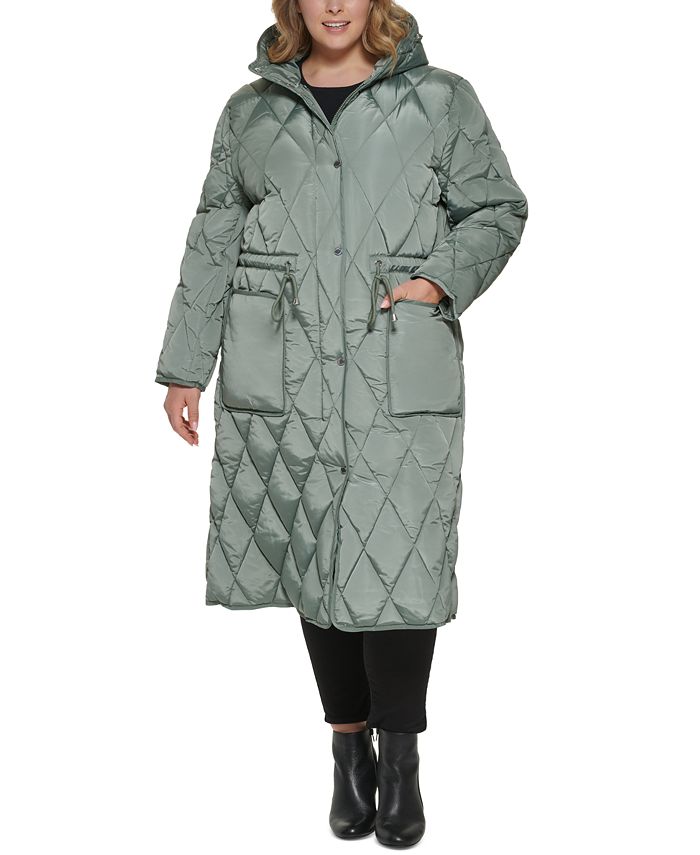 Kenneth Cole Women's Plus Size Hooded Anorak Quilted Coat - Macy's
