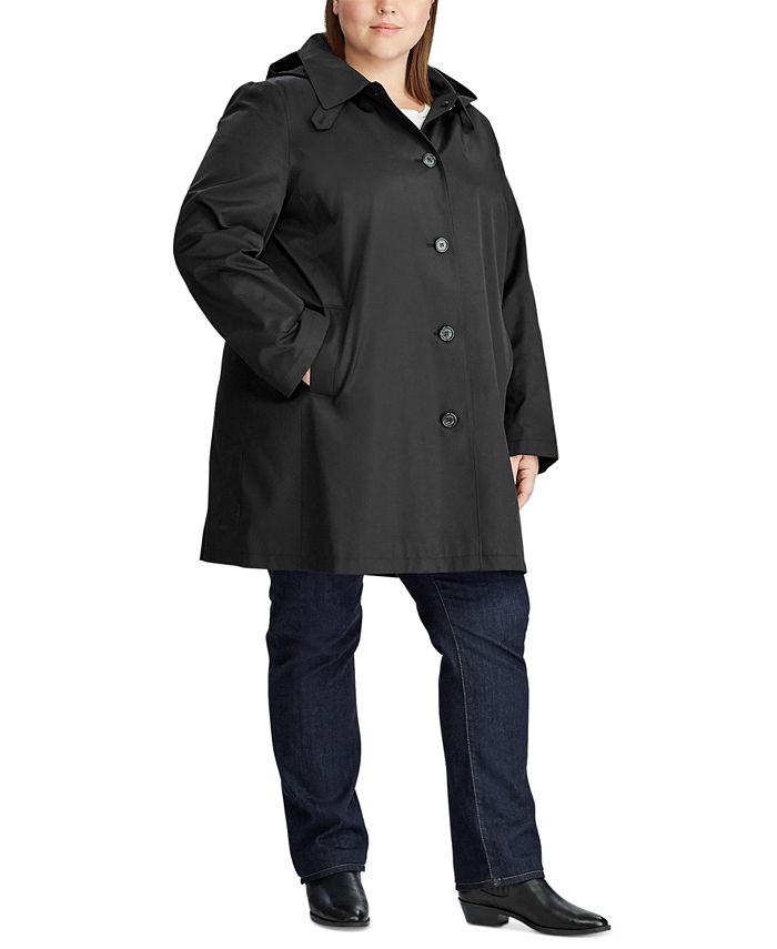 Lauren Ralph Lauren Plus Size Hooded Raincoat, Created for Macy's