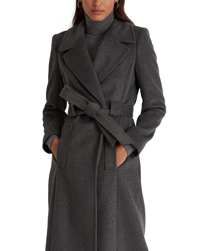 Wool Blend Jacket Women Wool Blend Funnel Neck Wrap Coat Phase