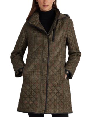 Faux-Suede-Trim Quilted Coat 