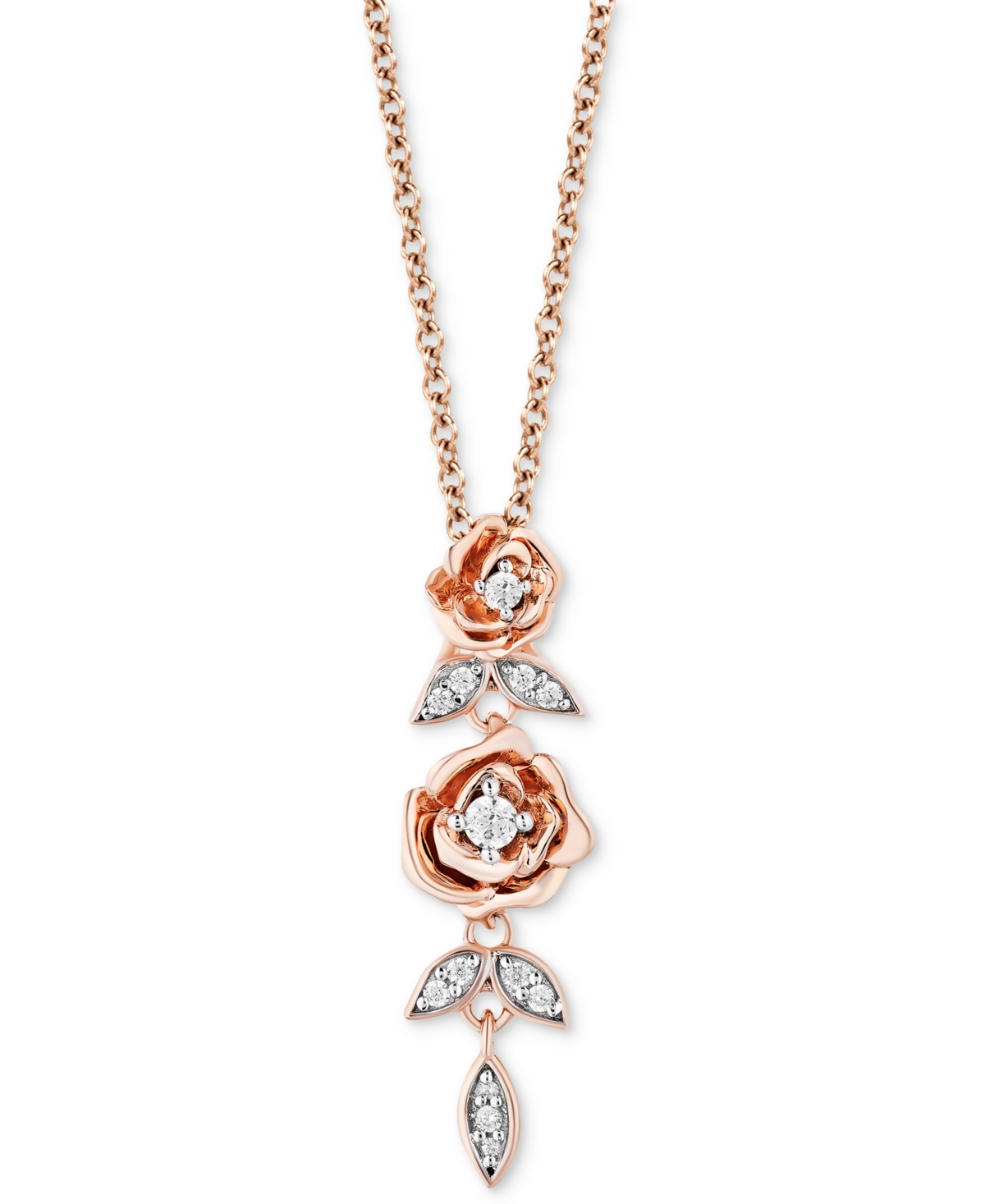 Diamond Belle Flower Pendant Necklace (1/10 ct. t.w.) in 14k Rose Gold - Rose Gold