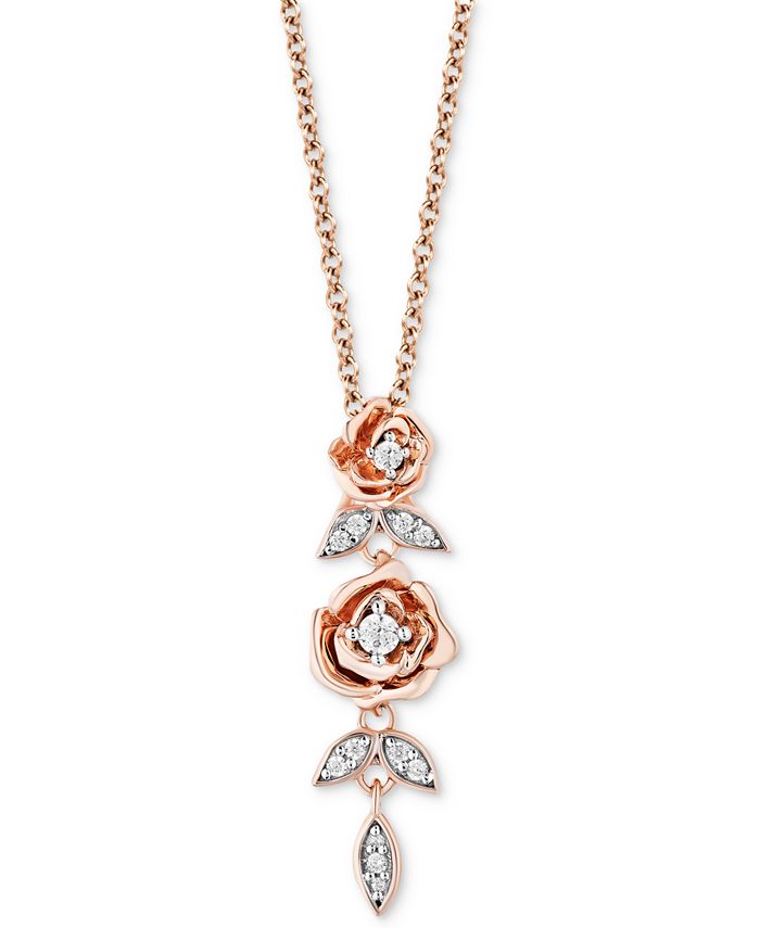 Enchanted Disney Fine Jewelry Diamond Belle Flower Pendant Necklace (1/ ...