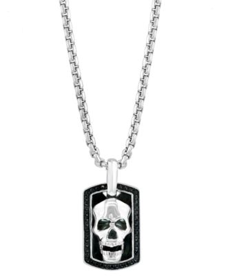 EFFY Collection EFFY® Men's Black Spinel Skull Dog Tag 22