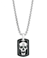 Effy Men's Black Spinel Skull Dog Tag 22