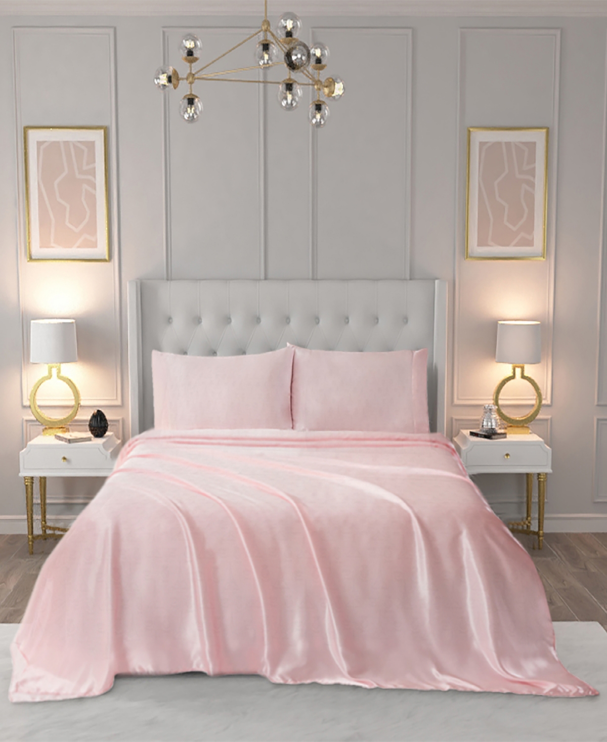 Juicy Couture Satin 3 Piece Sheet Set, Twin In Pink