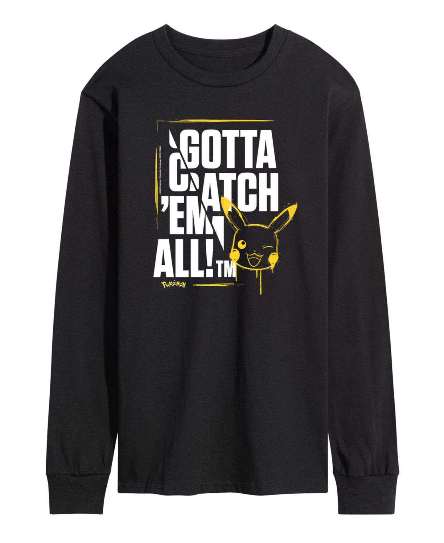 Мужская футболка AIRWAVES Pokemon Gotta Catch 'Em Long Sleeve, цвет: Чёрный — фото 1