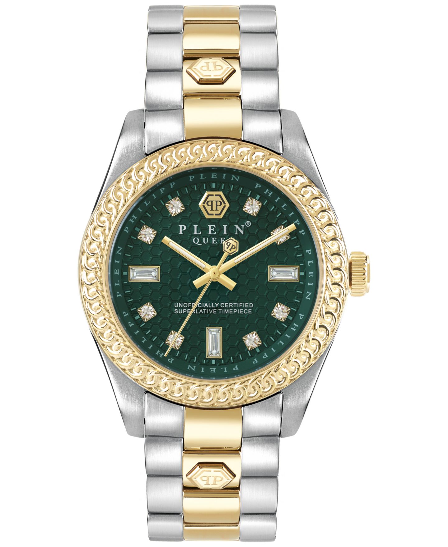 Женские часы Philipp Plein Queen Green & Two-Tone Stainless Steel Bracelet Watch 36mm — фото 1