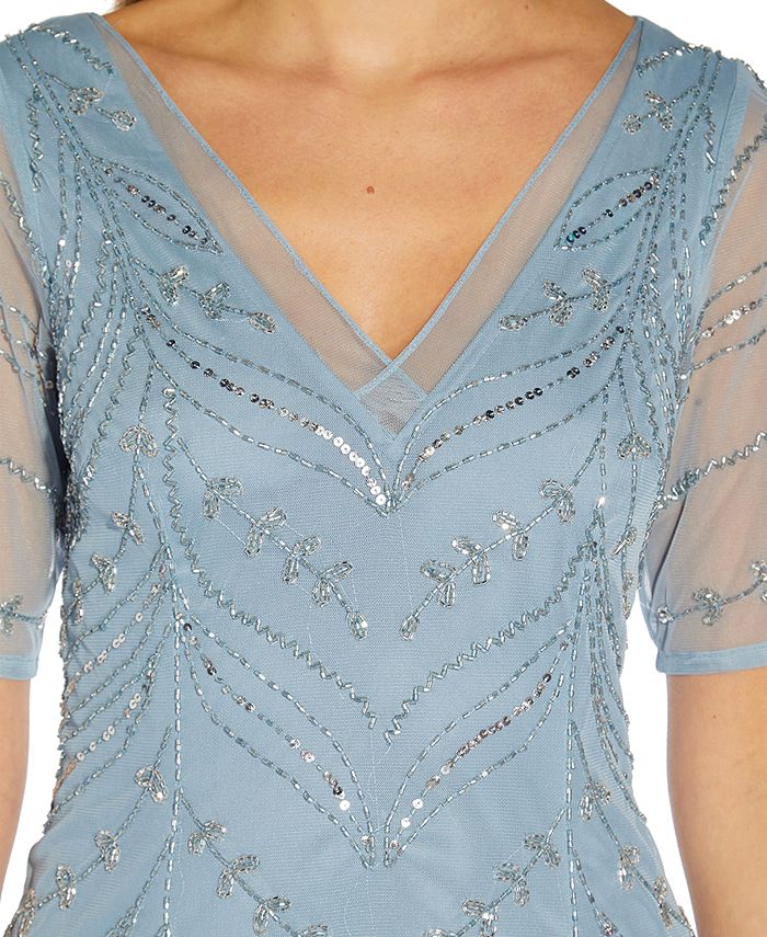 Adrianna Papell Women's Beaded ElbowSleeve Dress Macy's
