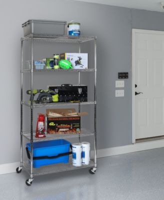 Commercial-Grade 5-Tier NSF-Certified Steel Wire Wheeled Shelving