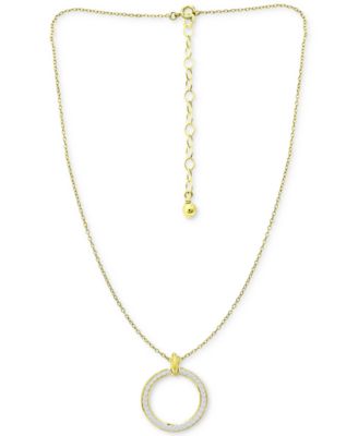 Cubic Zirconia Open Circle Pendant Necklace, 16" + 2" extender, Created for Macy's