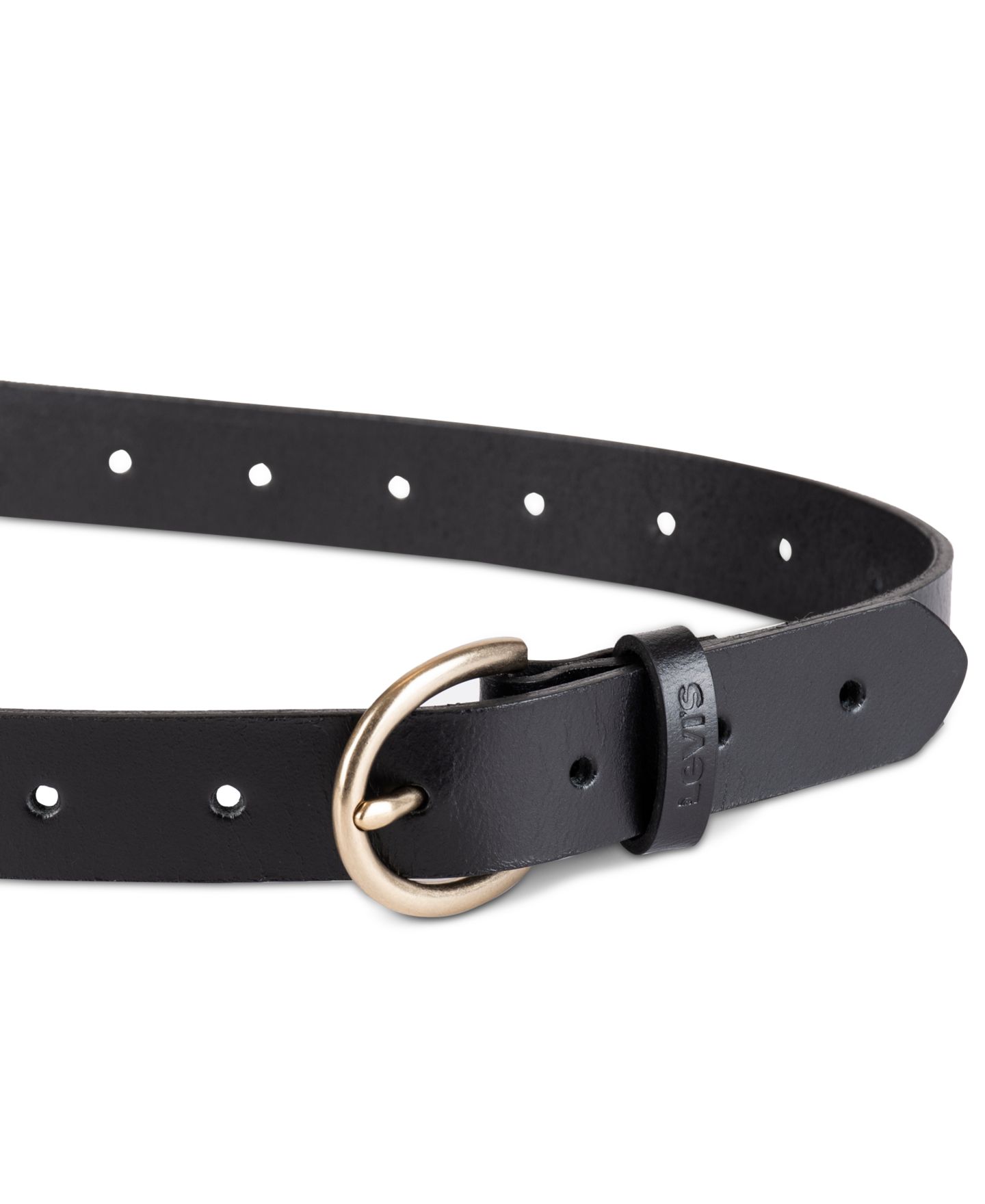 Женский ремень Levi's Slim Adjustable Perforated Leather, цвет: Чёрный — фото 3