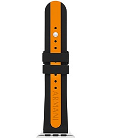 Men's Black and Orange Silicone Band for Apple Watch, 42mm, 44mm, 45mm