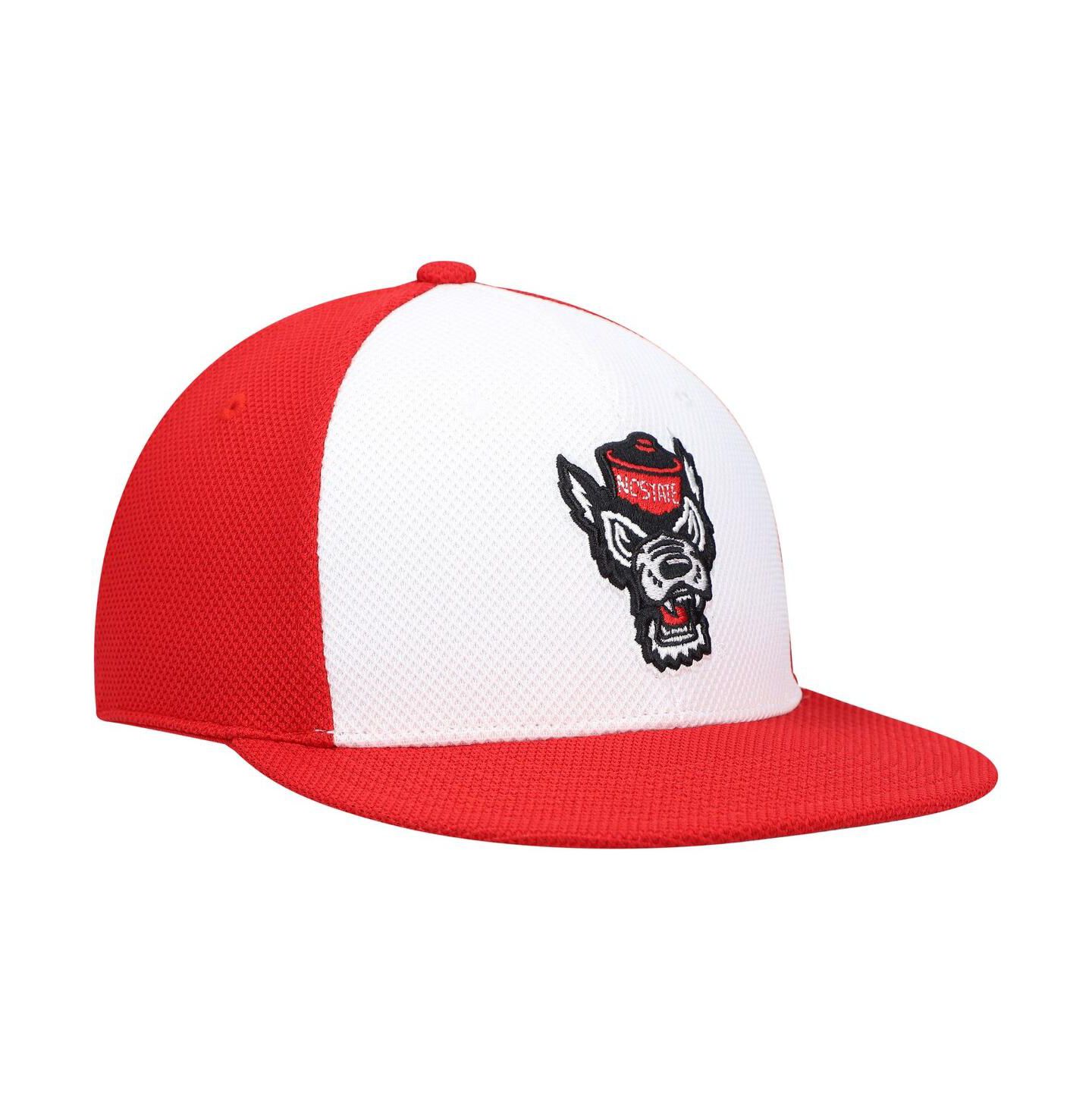 Мужская кепка adidas White and Red NC State Wolfpack On-Field Baseball Fitted Hat — фото 4