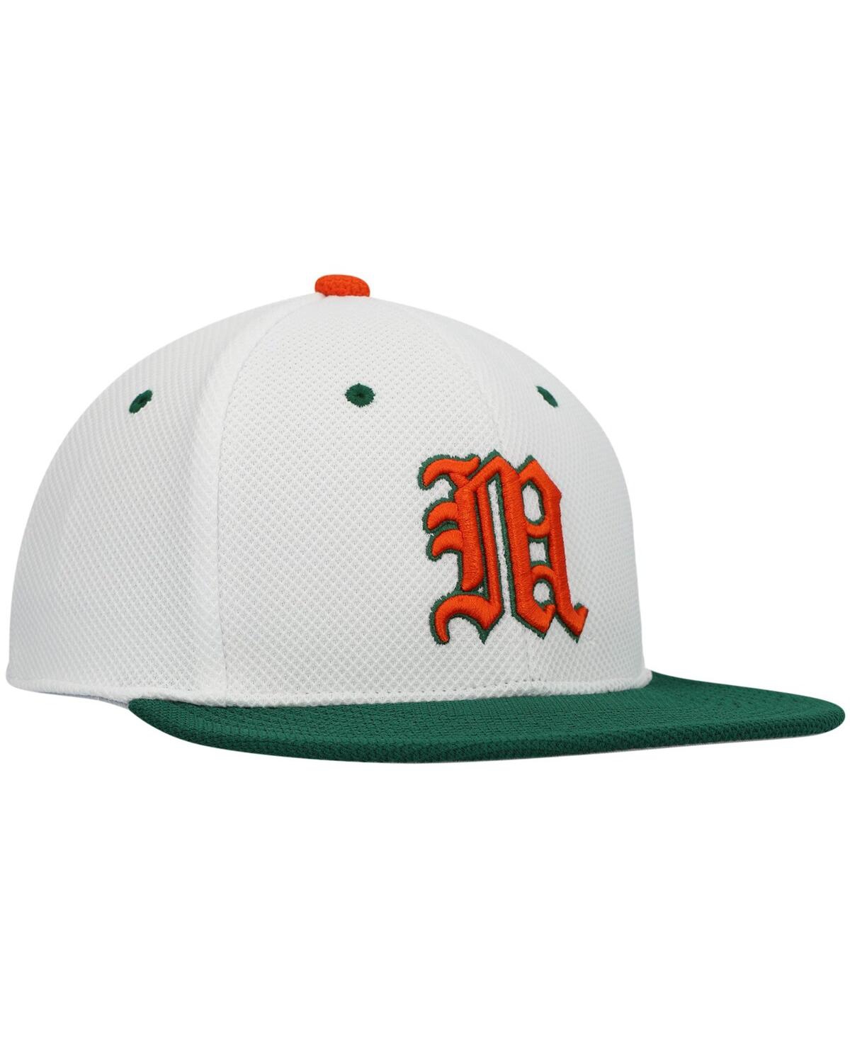 Shop Adidas Originals Men's Adidas White And Green Miami Hurricanes On-field Baseball Fitted Hat In White,green