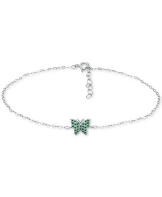 Green Cubic Zirconia Butterfly Ankle Bracelet