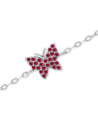 Red Cubic Zirconia Butterfly Ankle Bracelet