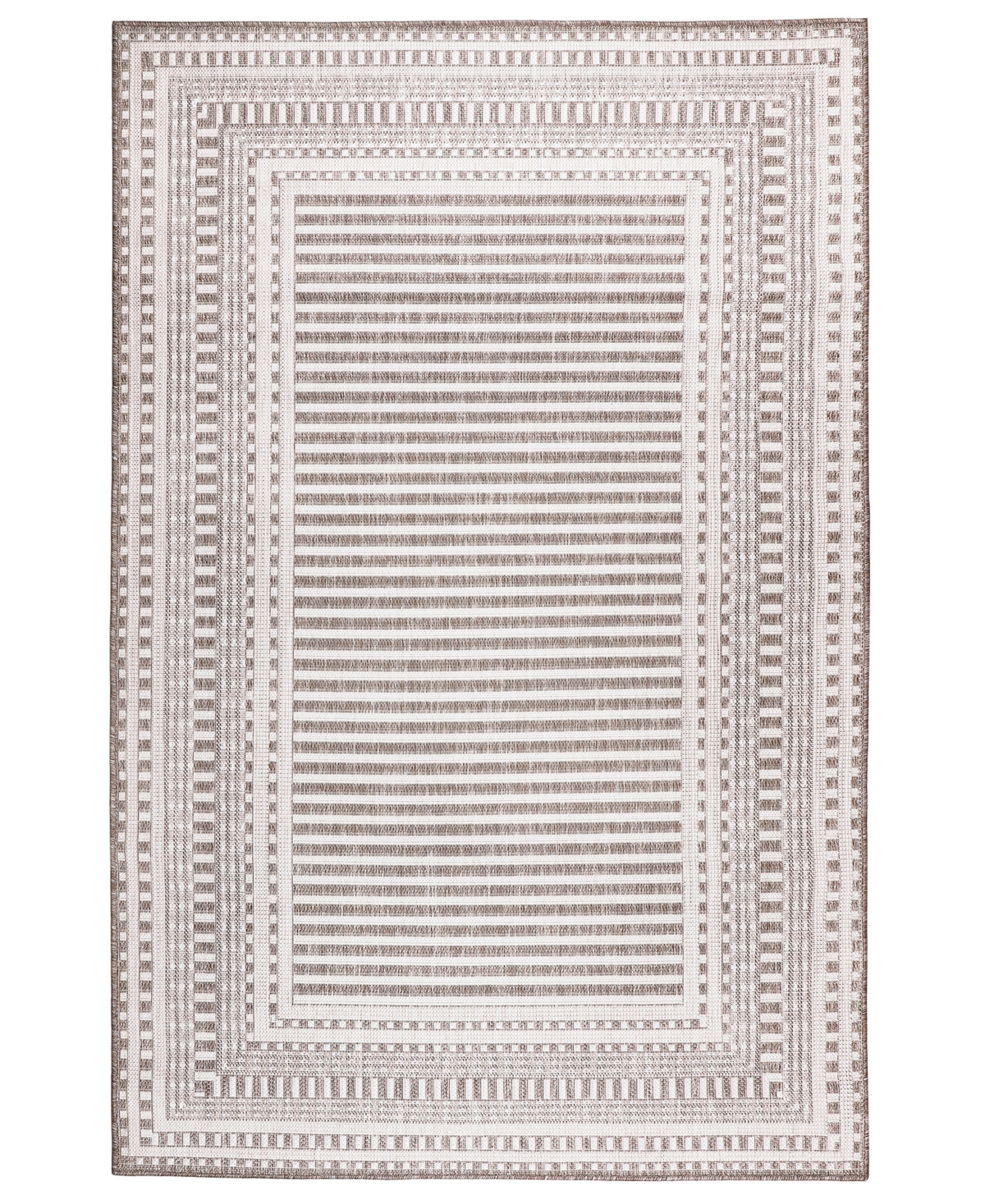 Liora Manne Malibu Etched Border 8'10" X 11'9" Outdoor Area Rug In Tan/beige