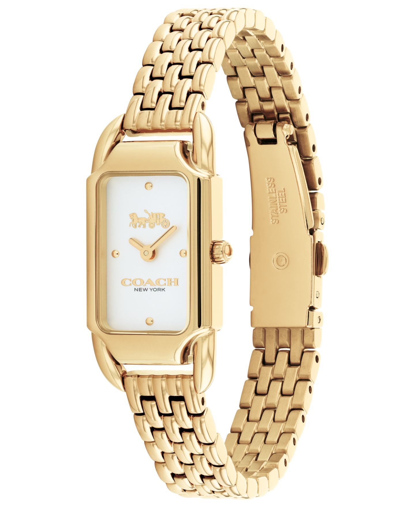 Женские часы COACH Cadie Gold-tone Bracelet Watch 17.5mmX28.5mm, цвет: Золотой — фото 3