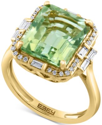 EFFY Collection - Green Quartz (5-1/3 ct. t.w.) & Diamond (1/3 ct. t.w.) Halo Ring in 14k Gold