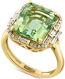 EFFY® Green Amethyst (5-1/3 ct. t.w.) & Diamond (1/3 ct. t.w.) Halo Ring in 14k Gold