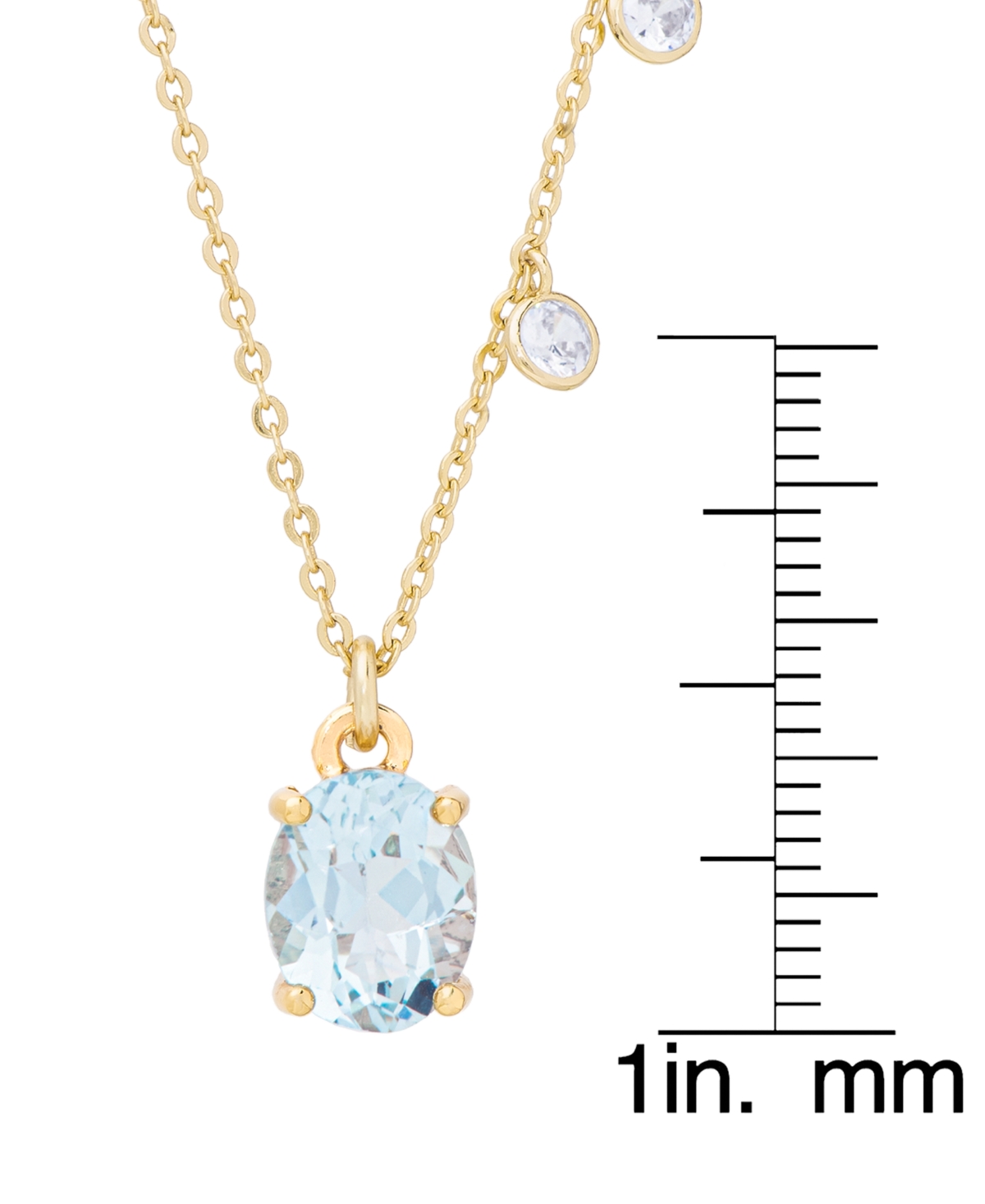 Blue Topaz (3 ct. t.w.) & Lab-Grown White Sapphire (3/8 ct. t.w.) Pendant Necklace in 14kPlated Sterling Silver - Gold