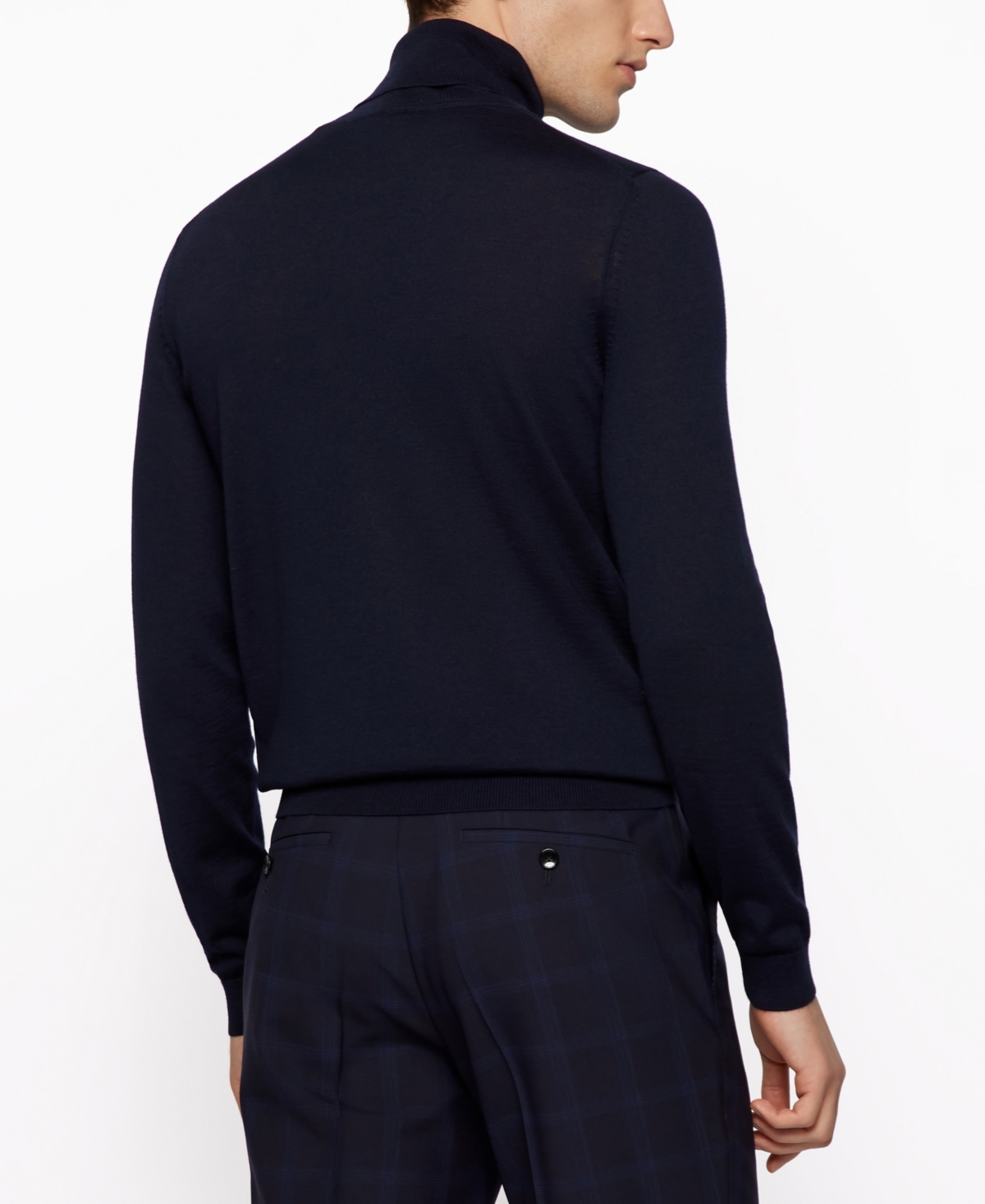 Hugo Boss Boss By  Men's Slim-fit Rollneck Merino Wool Sweater In Dark Blue