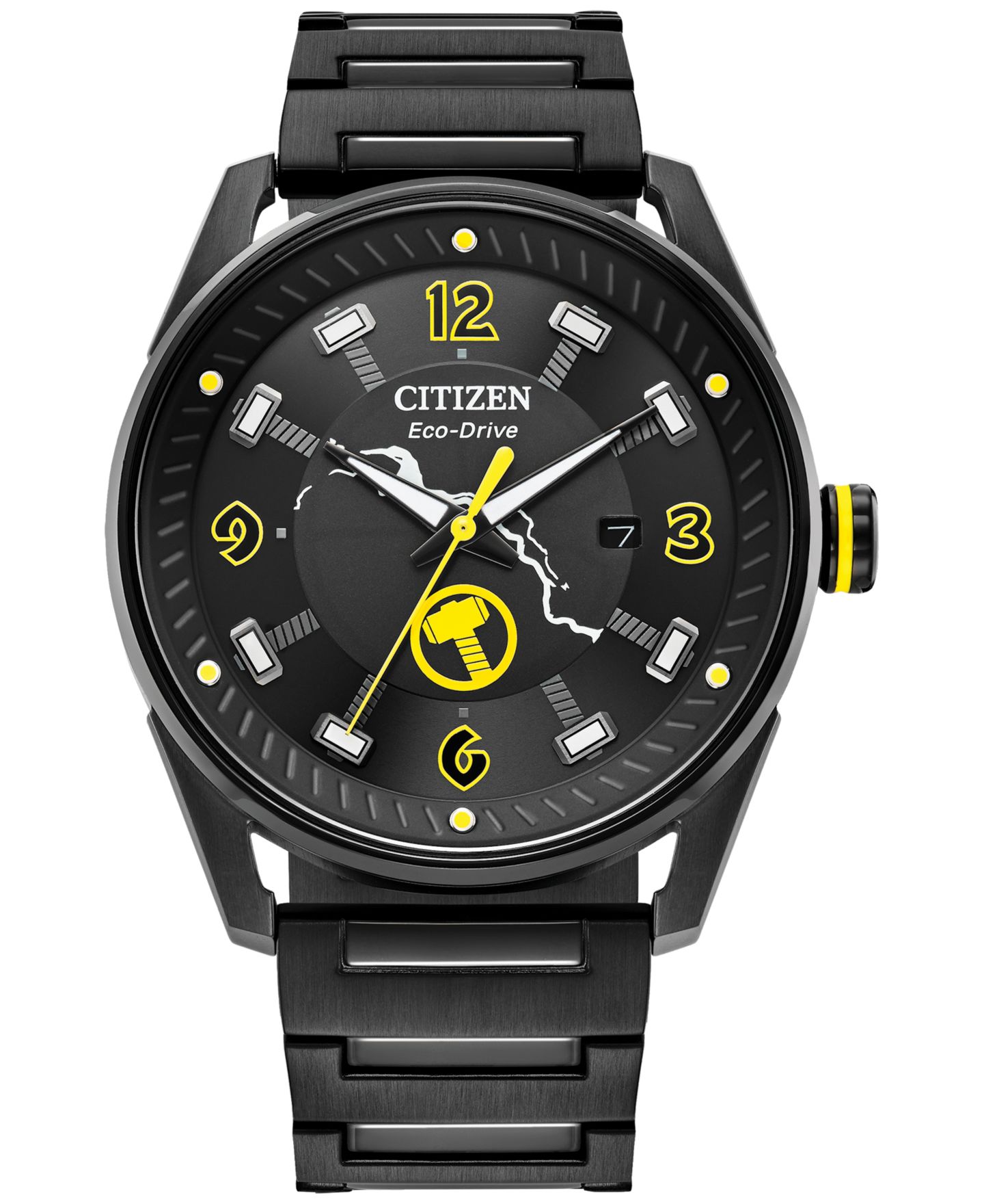 Мужские часы Citizen Eco-Drive Marvel Thor Black Ion-Plated Stainless Steel Bracelet Watch 42mm — фото 1
