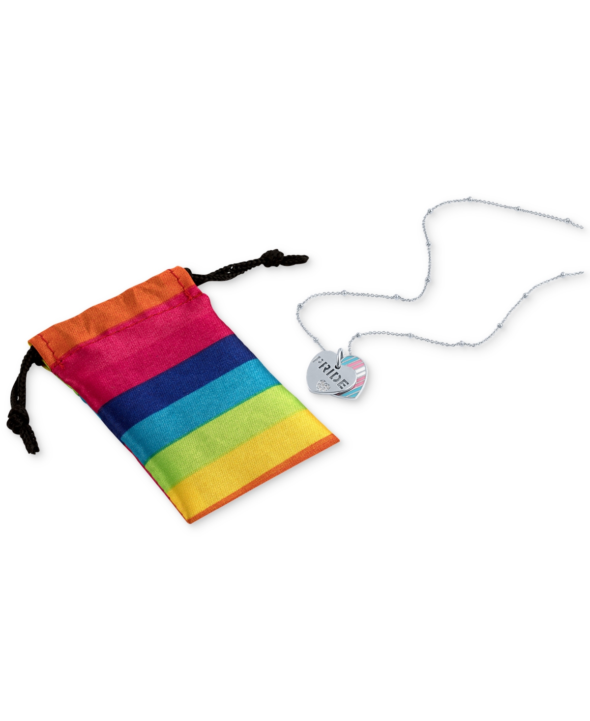 Diamond Accent & Enamel Pride Double Heart 18