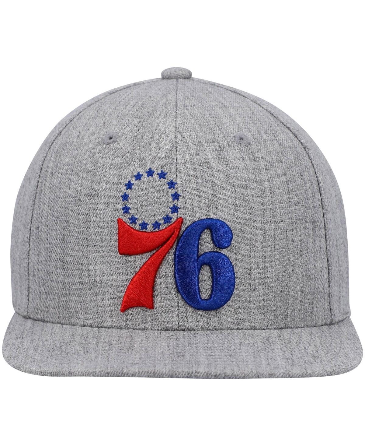 Mitchell & Ness Men's  Heathered Gray Philadelphia 76ers 2.0 Snapback Hat In Heathered Gray