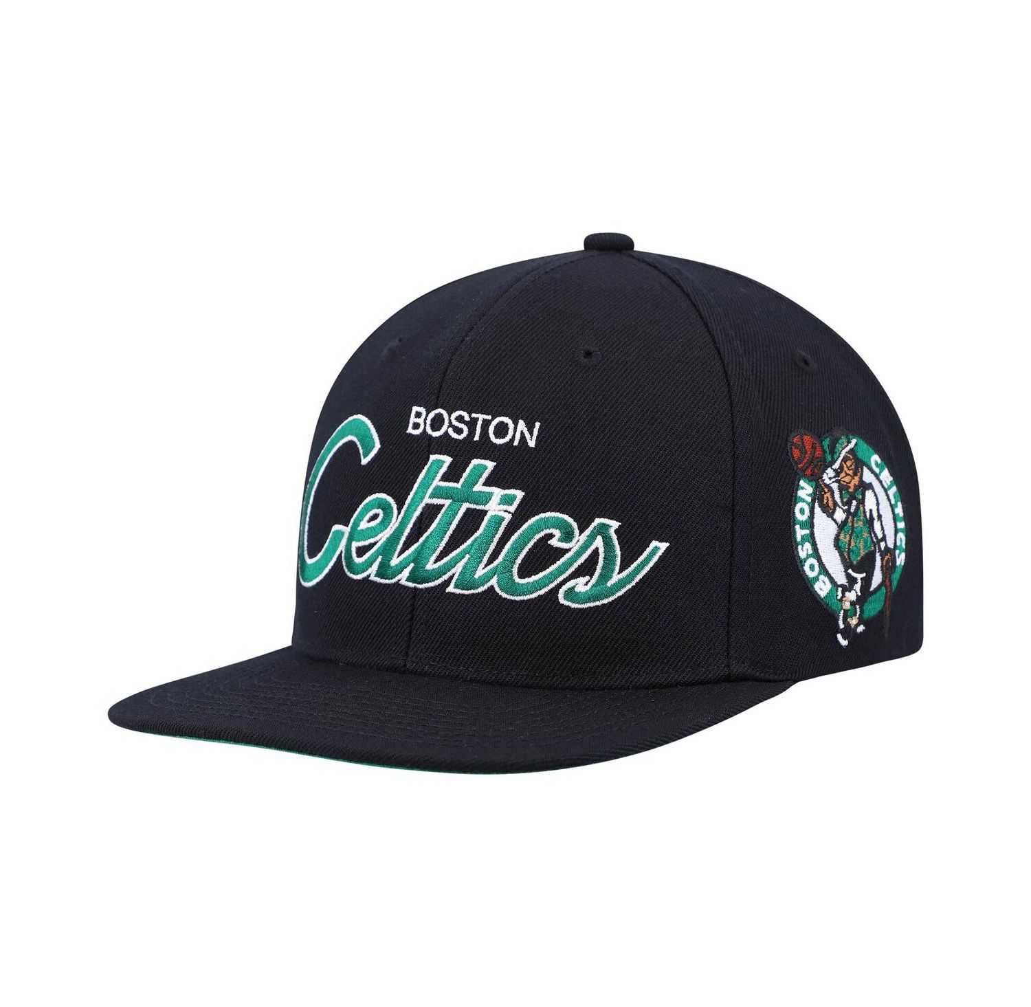 Men's Black Boston Celtics Hardwood Classics Script 2.0 Snapback Hat