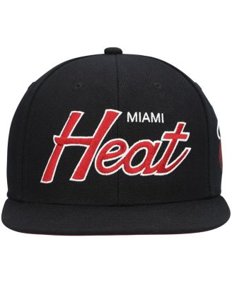 Men's Black Miami Heat Hardwood Classics Script 2.0 Snapback Hat