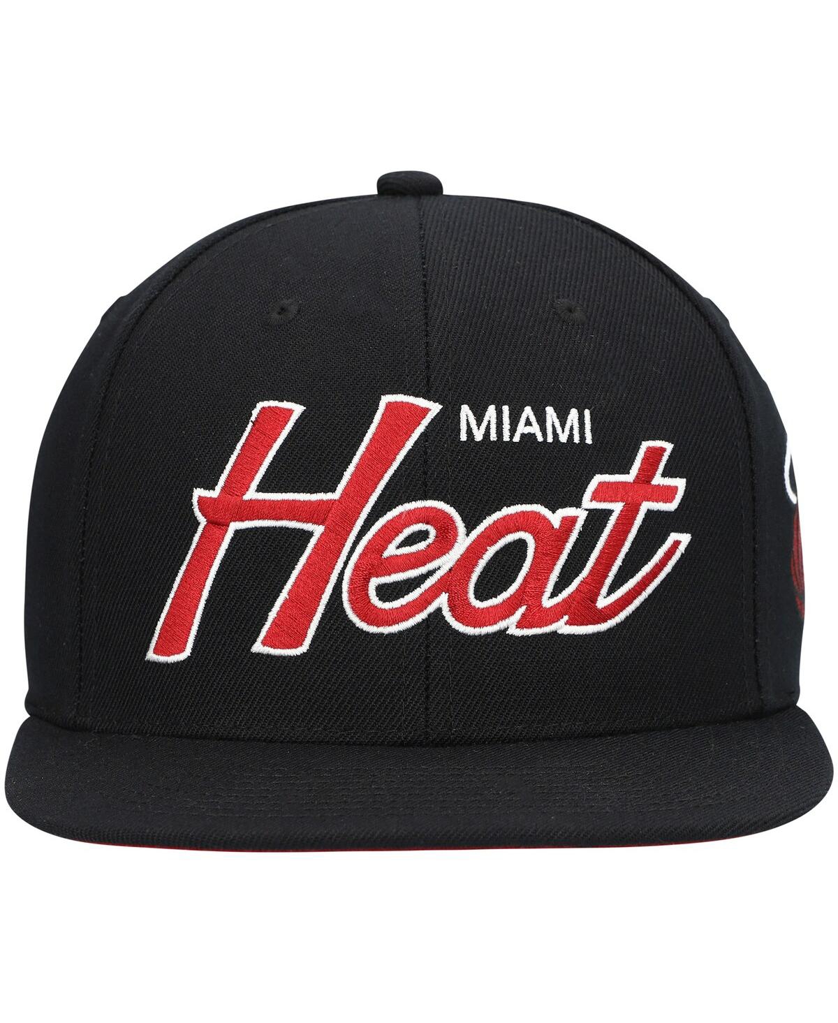 Mitchell & Ness Men's  Black Atlanta Hawks Hardwood Classics Script 2.0 Snapback Hat In Black