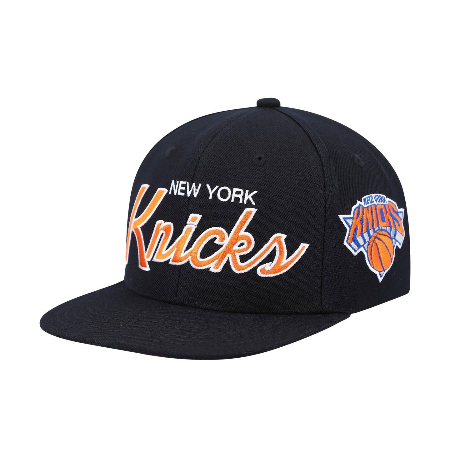 Мужская кепка Mitchell & Ness Black New York Knicks Hardwood Classics Script 2.0 Snapback Hat — фото 2