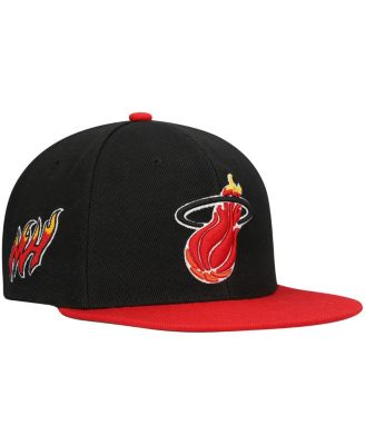 Mitchell & Ness Men's Red, Black Miami Heat Hardwood Classics Snapback Hat