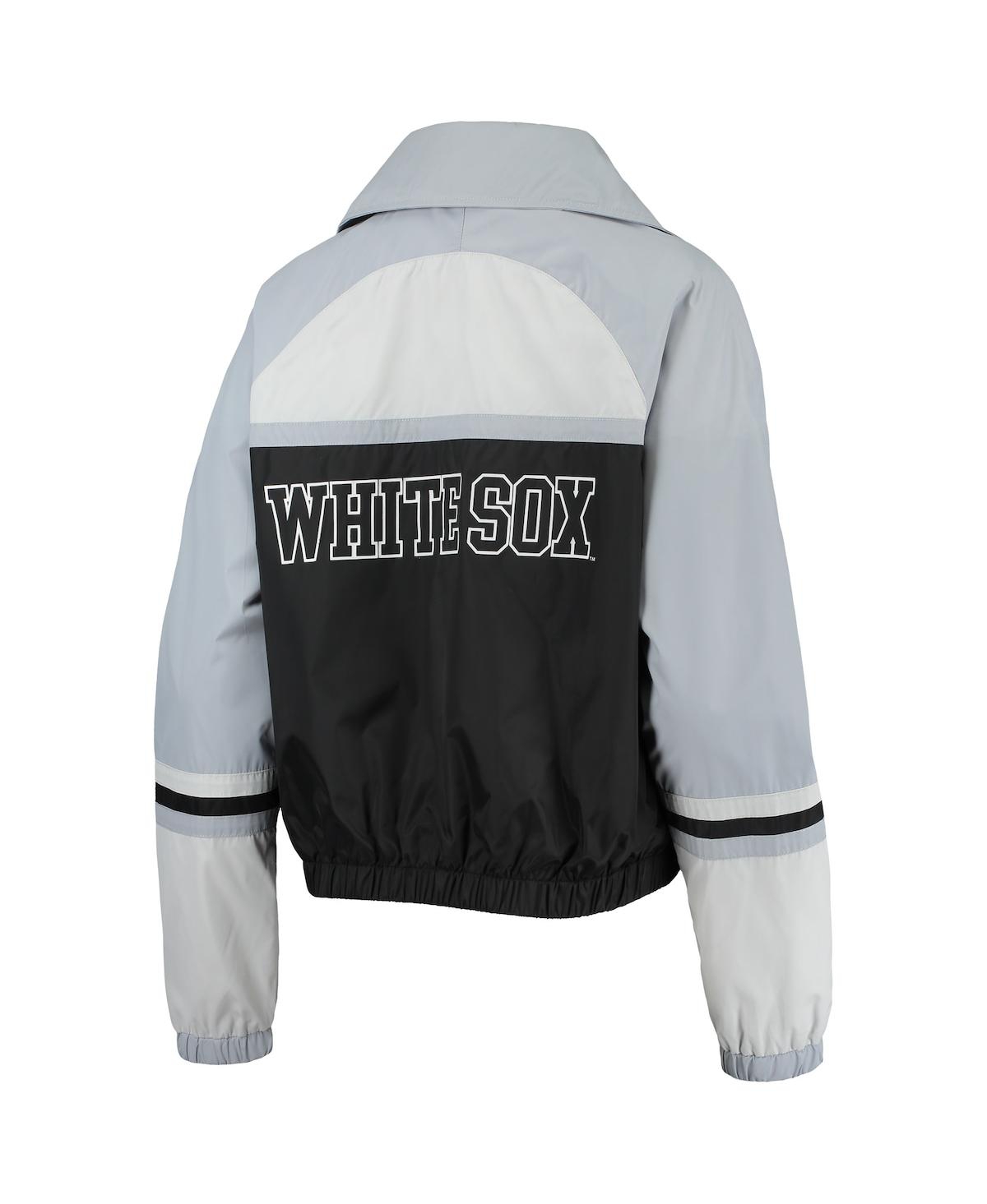 The Wild Collective Black Chicago White Sox Colorblock Track Raglan Full-zip Jacket In Black