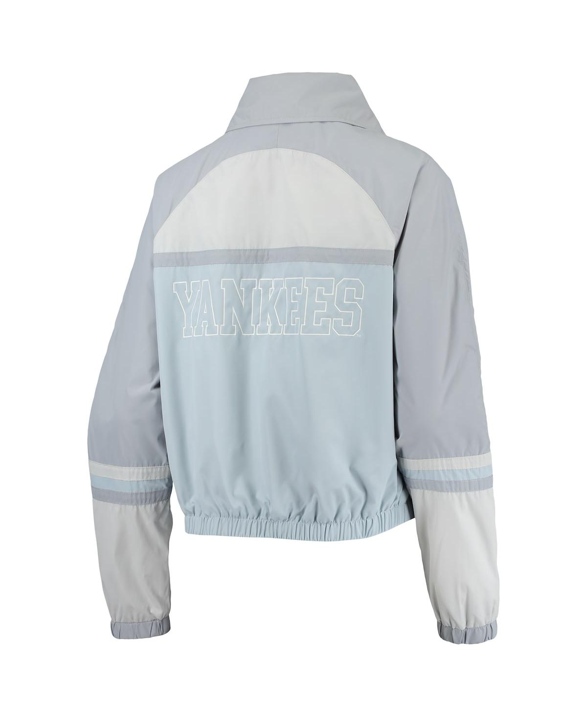 The Wild Collective Navy New York Yankees Colorblock Track Raglan Full-zip Jacket In Navy