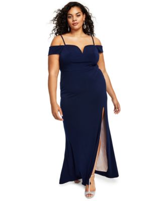 off the shoulder navy blue dress plus size