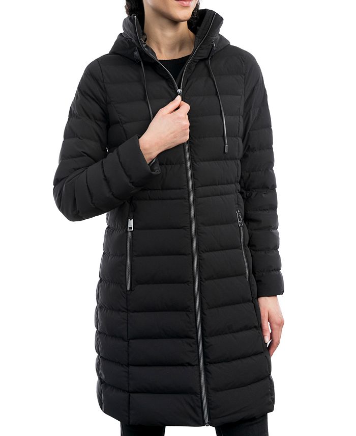 Michael Kors Women s Anorak Hooded Faux Leather Trim Down Packable