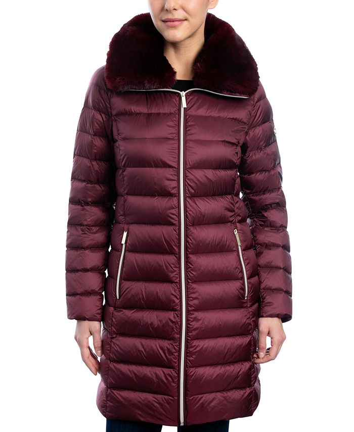 Michael Kors Women's Quilted Faux-Fur-Collar Anorak Puffer Coat - Macy's
