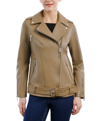 Michael kors asymmetrical leather hotsell moto jacket